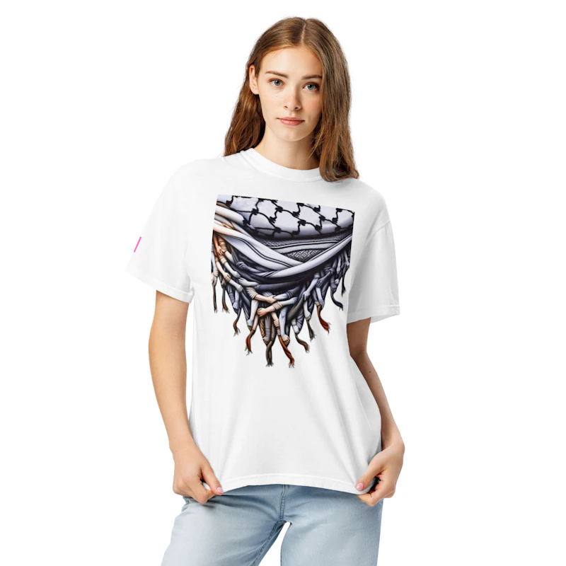 Unisex garment-dyed heavyweight Palestinian iconic keffiyeh t-shirt