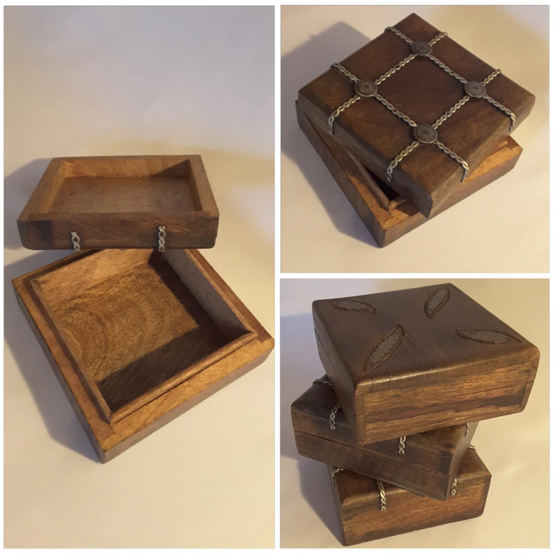 Wooden Trinket & Jewelry Box Set, (Assortment of 3)