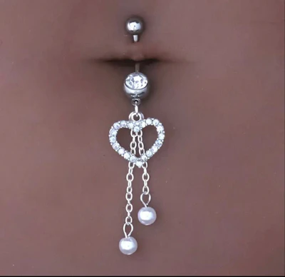 Heart dangle belly bar