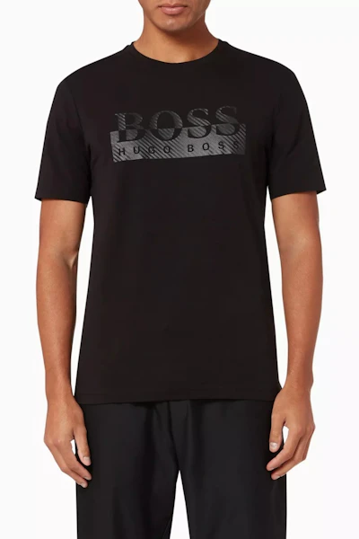 HUGO BOSS - T-SHIRT NOIR LOGO PIXELISÉ
