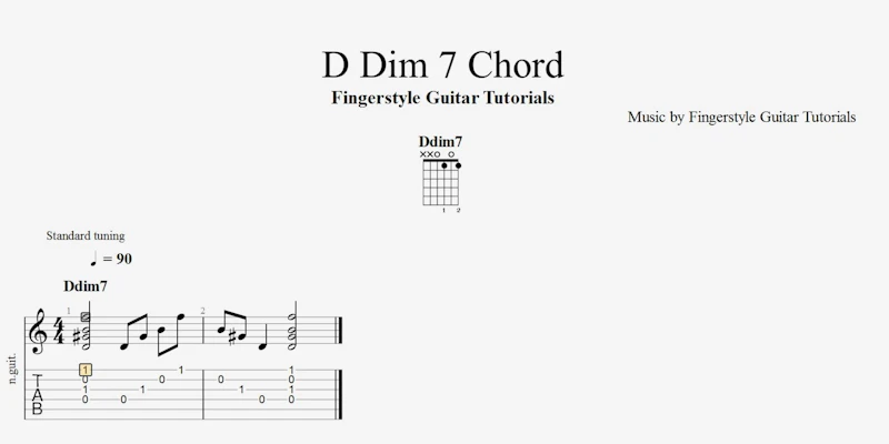 D Diminished 7th Chord | + TABS & Sheet Music