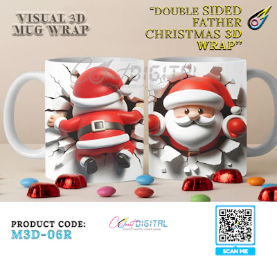 Double Sided Father Christmas Visual 3D Wrap 