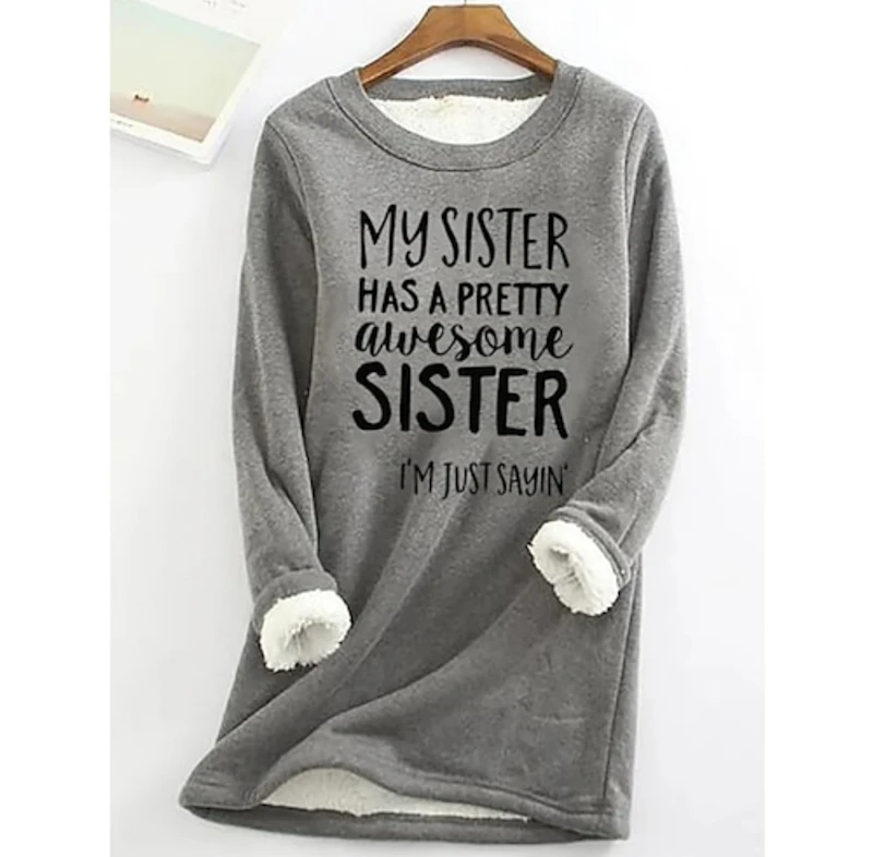 Sweatshirt pullover fleece fuzzy round neck sweater 