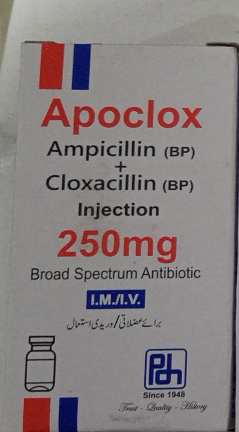 Apoclox 250mg  (Ampicillin+ Cloxacilin) injection 