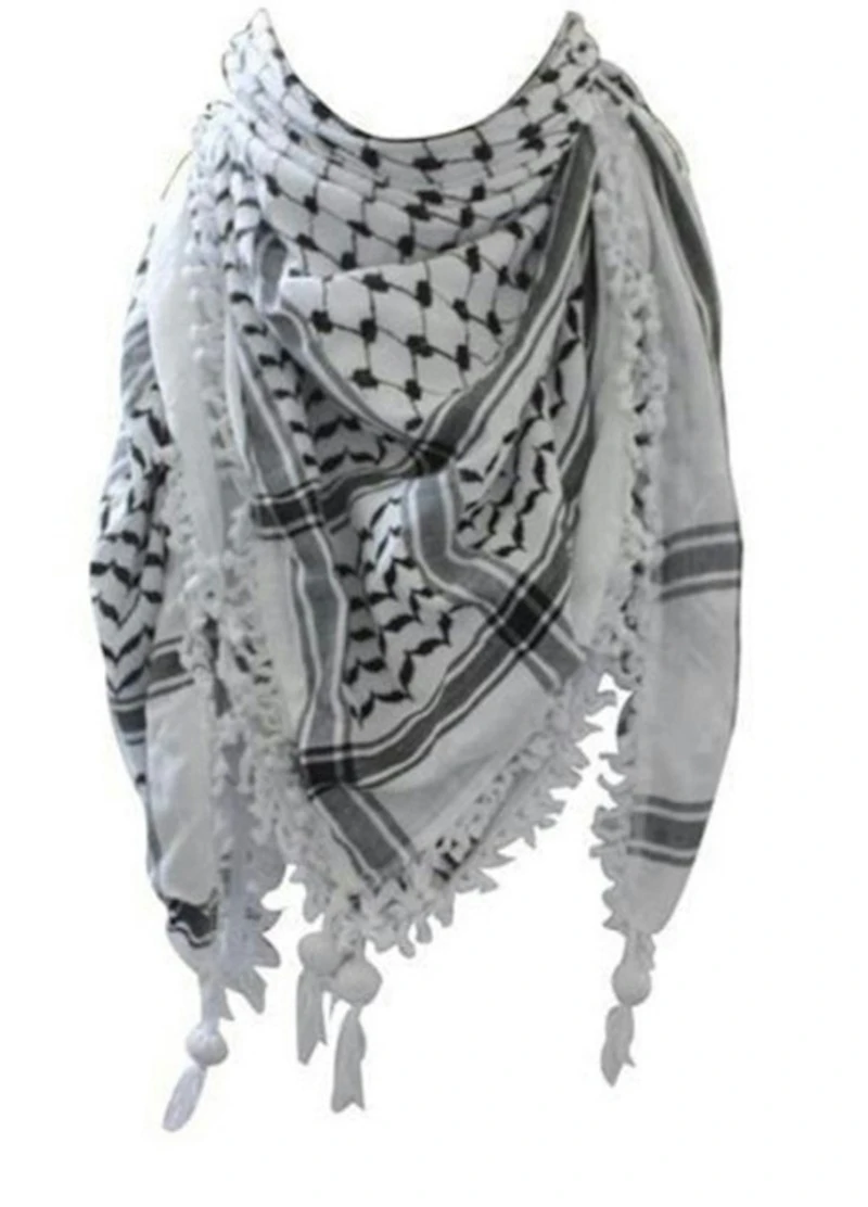 Men women keffiyeh scarf made in Palestine - Black and white color