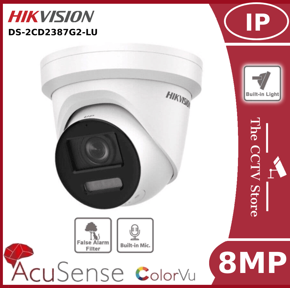 8MP Hikvision DS-2CD2387G2-LU 4K ColorVu IP CCTV Camera PoE With Audio ...