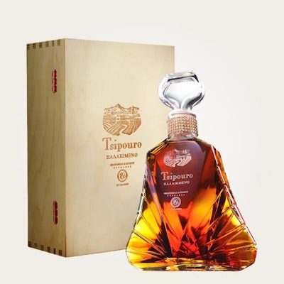Tsipouro Tirnavou Aged ohne Anis in Holzkiste 0,7 Liter