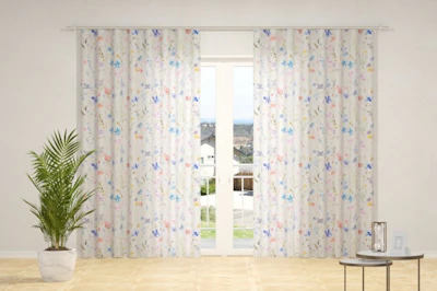 Deco curtain fabric - Annabella, multicolor with flowers digital print, lenght - 3,00 m.