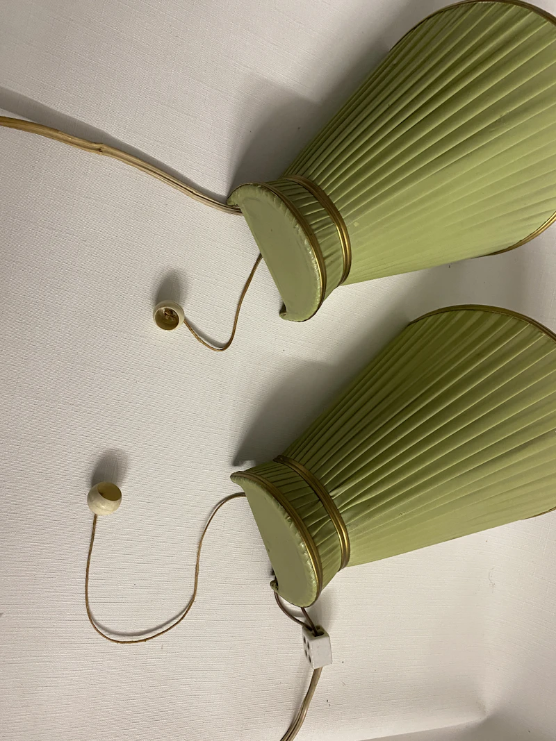 True vintage grüne Stoff Wandlampen