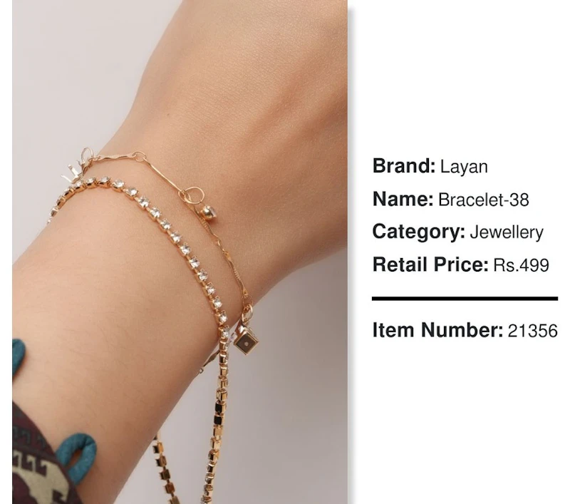 2 Layered Golden Bracelet with silver stones