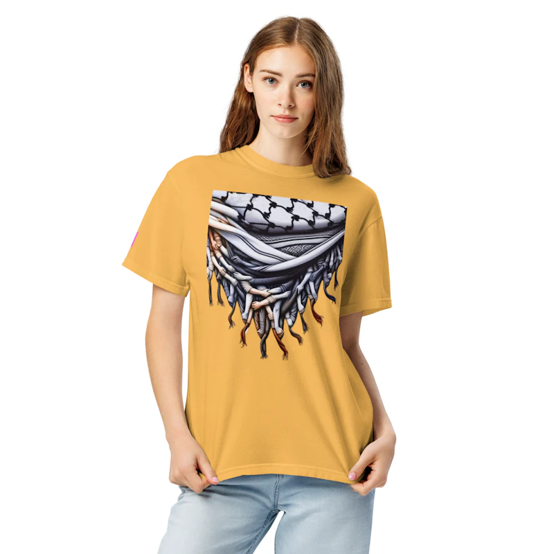 Unisex garment-dyed heavyweight Palestinian iconic keffiyeh t-shirt