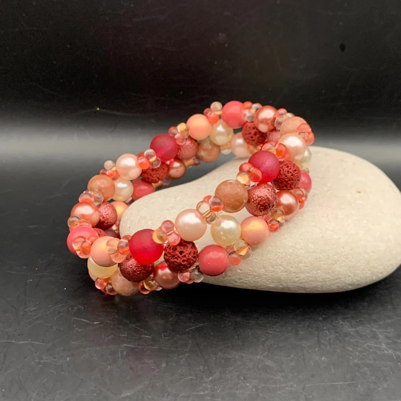 •• SÅLD •• 3-radigt armband BLUSH
