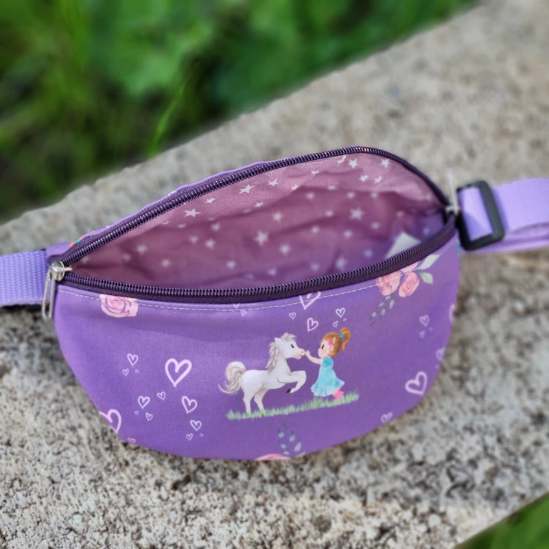Bauchtasche, Crossbody Bag, Softshell Pferde lila