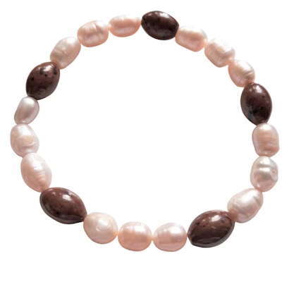 Armband Süsswasserperlen mit Mahagoni Obsidian Oliven