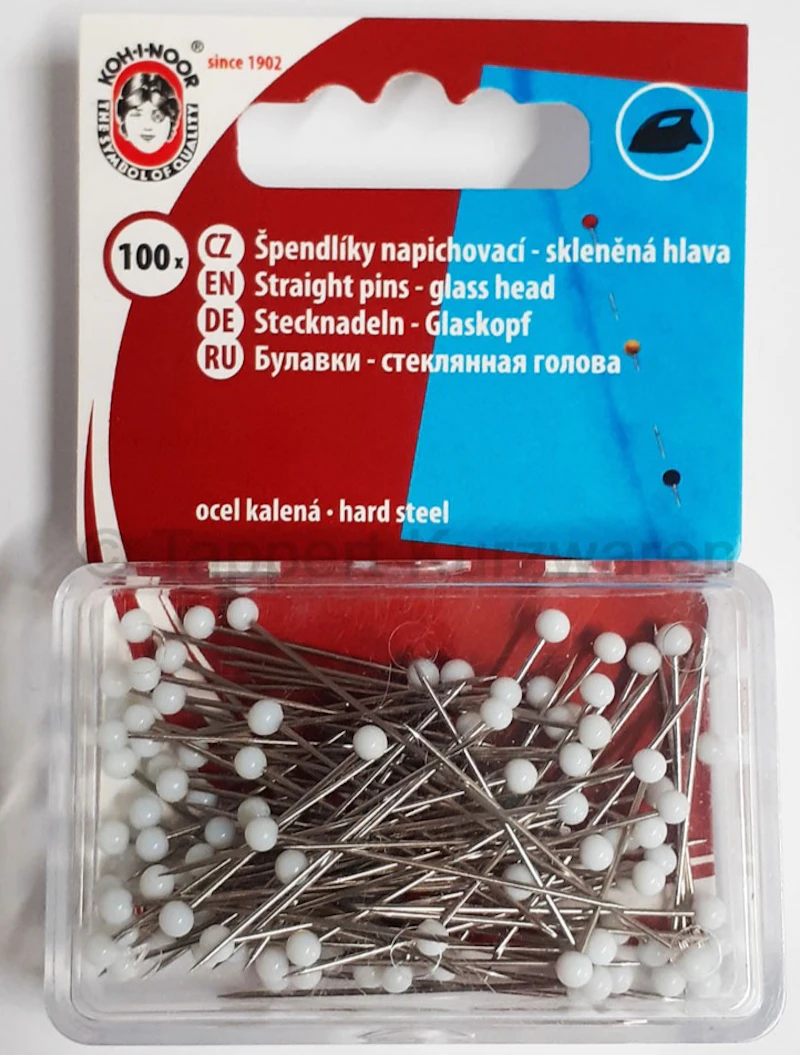 Stahlstecknadeln weiß mit Glaskopf 10 g SB