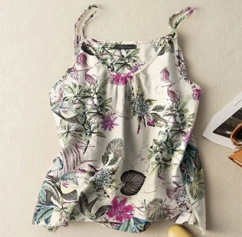 Sleeveless Women printed tops