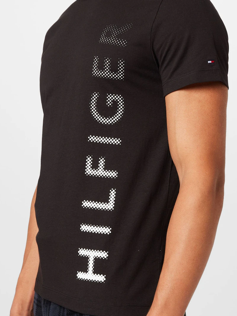 TOMMY HILFIGER - T-SHIRT NOIR  LOGO VERTICAL