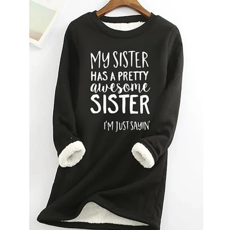 Sweatshirt pullover fleece fuzzy round neck sweater 