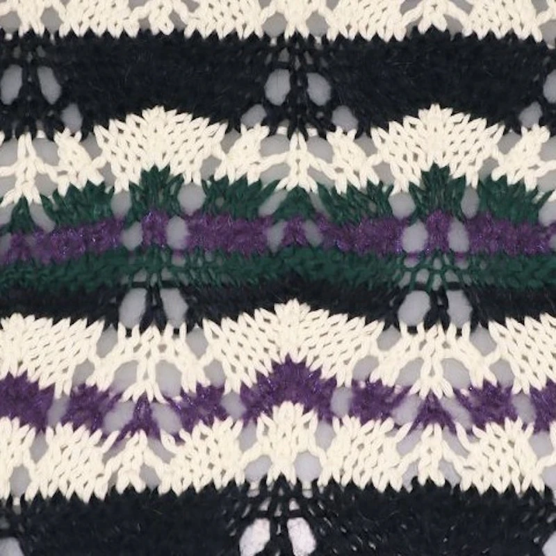Grober Strickstoff Zick Zack-Muster & Lurex - grau/lila/nachtblau/gold