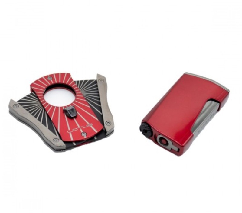 Lotus Cutter and Lighter Gift Set Red