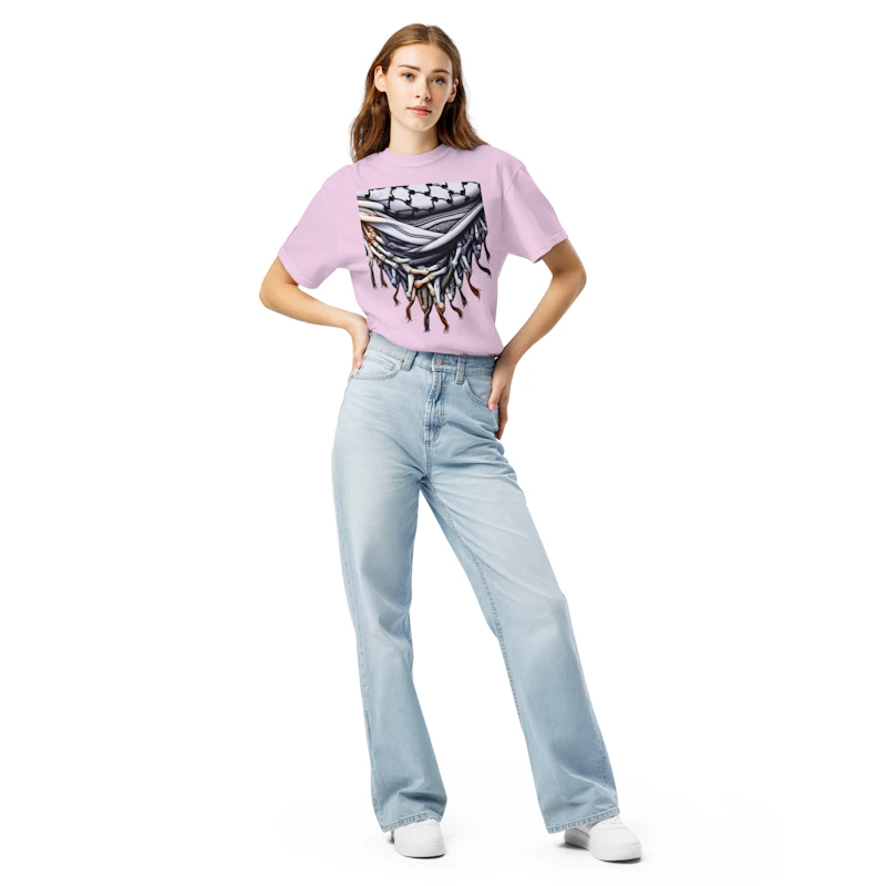 Unisex garment-dyed heavyweight Palestinian iconic keffiyeh t-shirt