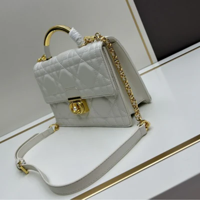 Bolso Mini Dior Ange Blanco Latte Macrocannage Piel de Becerro 20CM La Mejor Calidad