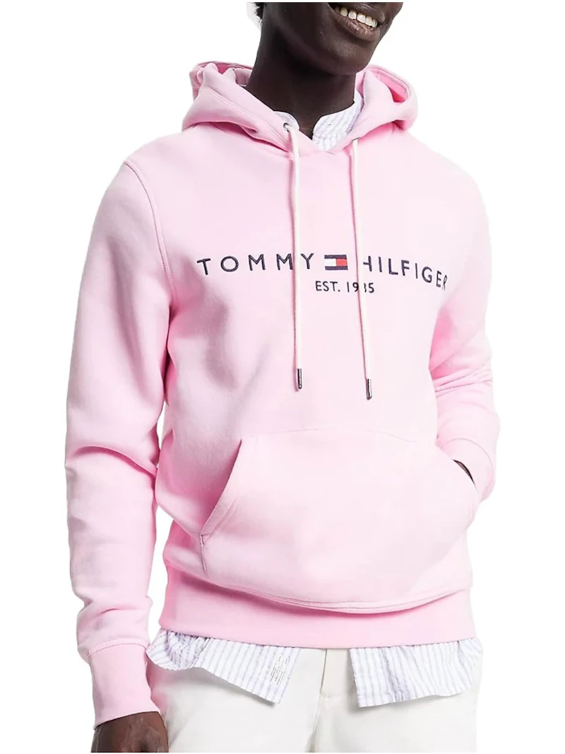 TOMMY HILFIGER - SWEAT À CAPUCHE ROSE LOGO BRODÉ