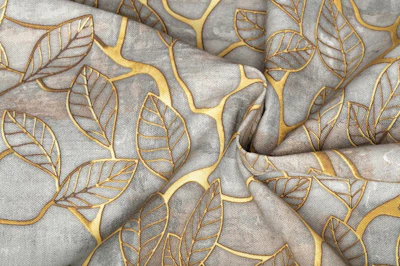 Curtain fabrics with gold twigs print, Lenght - 2,80 m., without lead tape