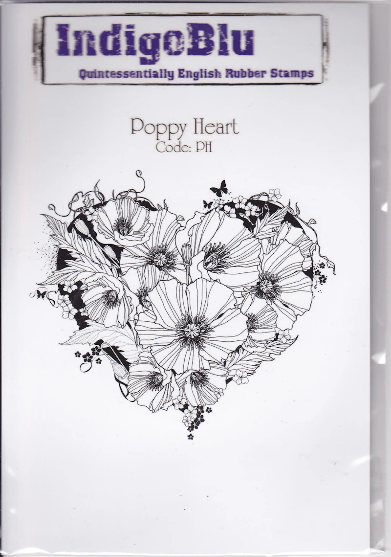 Indigo Blu A6 Stempel "Poppy Heart"