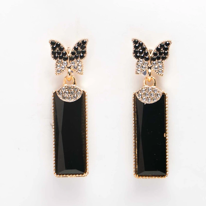 Butterfly Wing Crystal Drop Earrings
