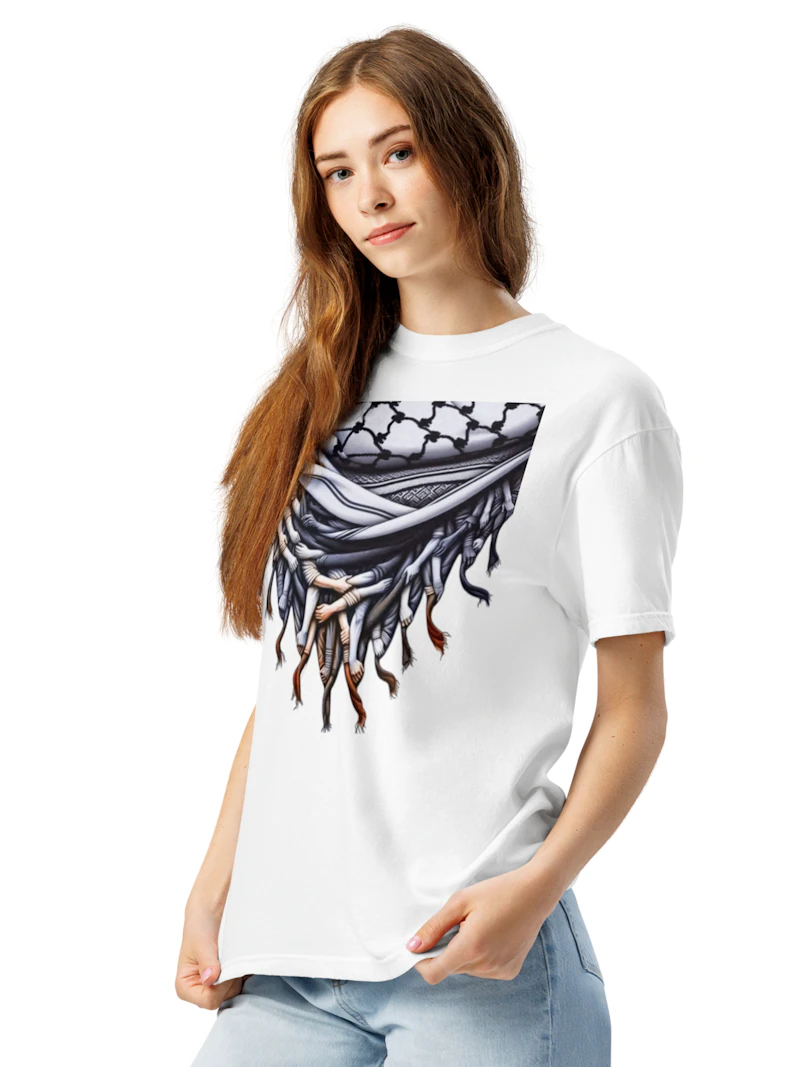 Unisex garment-dyed heavyweight Palestinian iconic keffiyeh t-shirt