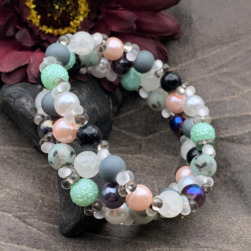 3-radigt armband MINT svart/ljust/mint