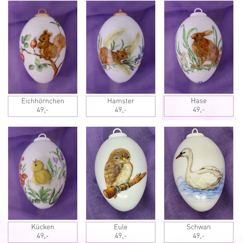 Große Porzellaneier zum Hängen - Tiere & Vögel