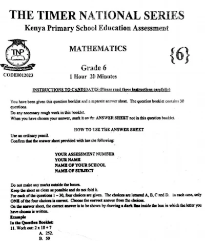 Grade 6 exams. The Timer National series