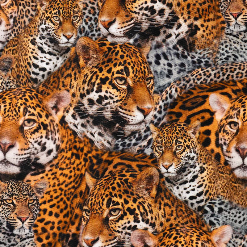 Half Panama digital print Leopard black orange