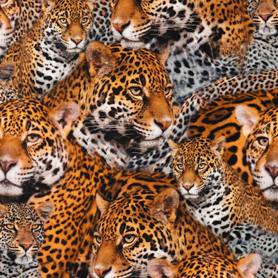 Half Panama digital print Leopard black orange