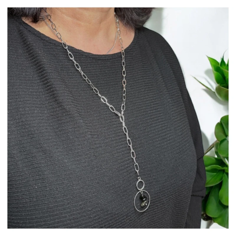 Y-Kette "Ylena" mit Obsidian
