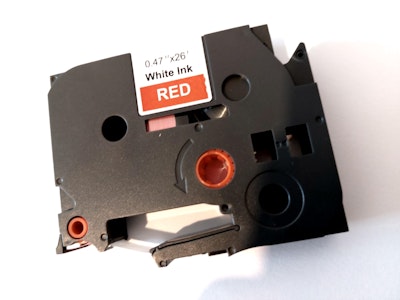 Schriftband kompatibel für Brother TZE-435  12mm/8m Weiss auf Rot