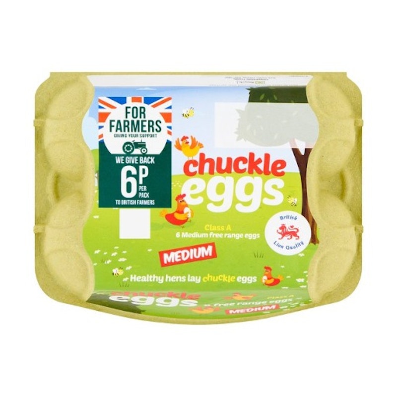 Chuckle Medium Free Range Eggs For Farmers 6 per pack