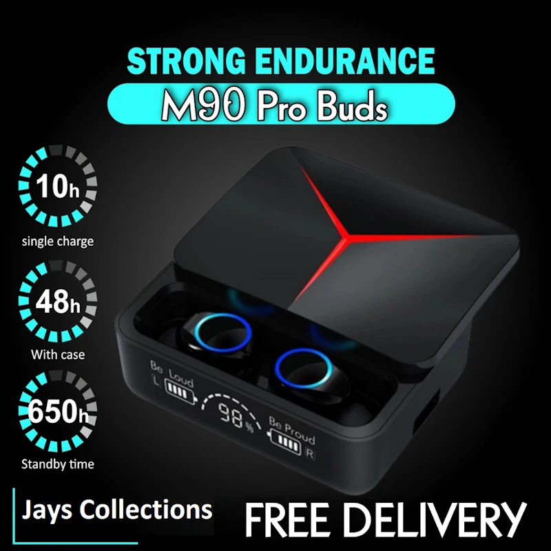 M90 Pro Tws Earphones True Wireless Earbuds Noise Cancelling Led Display Gaming Headset Stereo Earbud