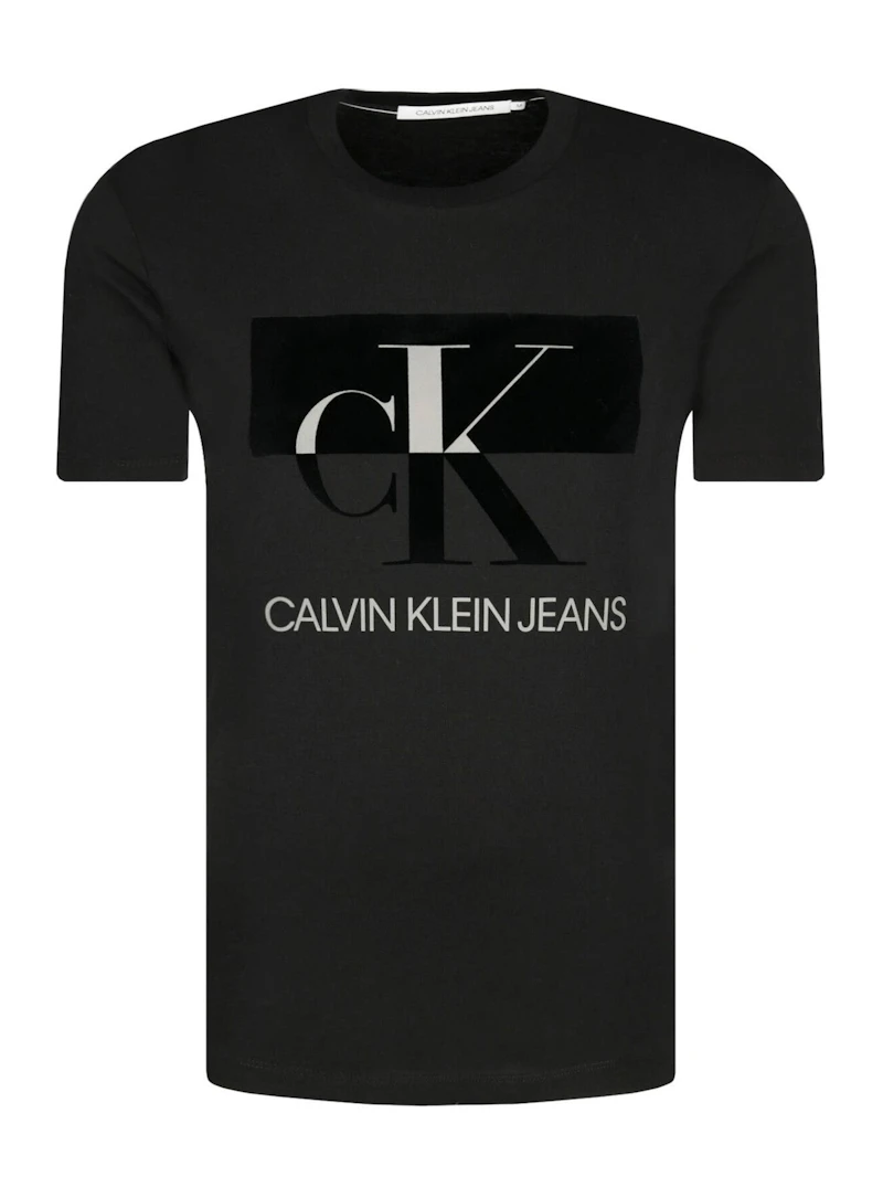 CLAVIN KLEIN JEANS  -  T-SHIRT NOIR LOGO VELOURS