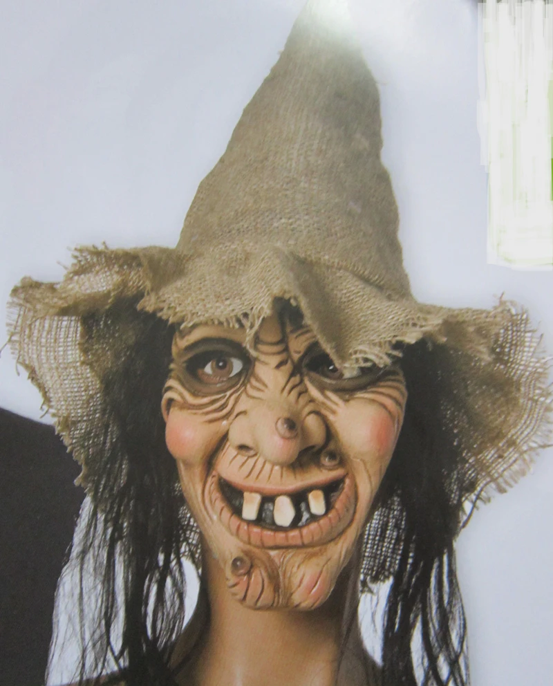 Hexenmaske mit Hut und Haaren