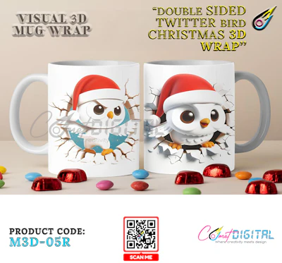 Double Sided Tweeter Bird Christmas Visual 3D Wrap